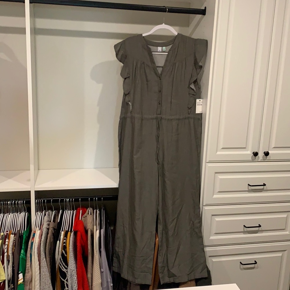 Gray/green jumpsuit in size large